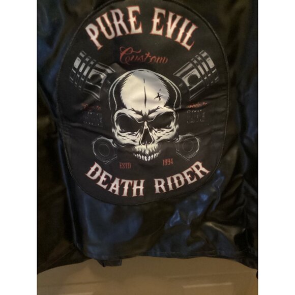 Black P/U Biker Vest*Live To Ride*Pure Evil Death Rider*Skull*Halloween*S/M*NWOT - Picture 1 of 10